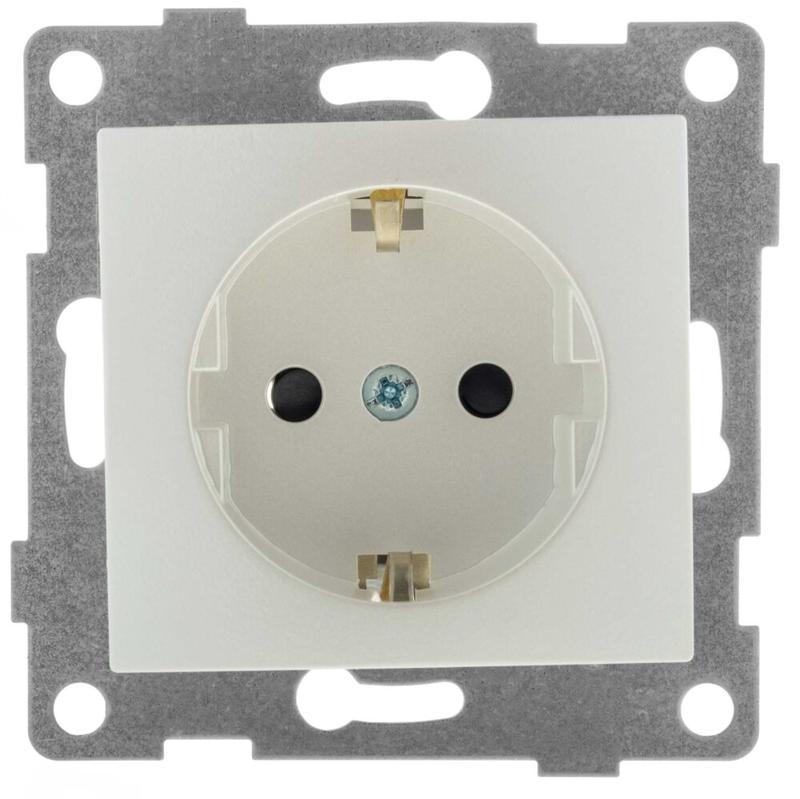 Механизм розетки 1-местн. с/з с з/ш СП Bravo 16А IP20 250В жемчуж. GUSI С10Р4-028