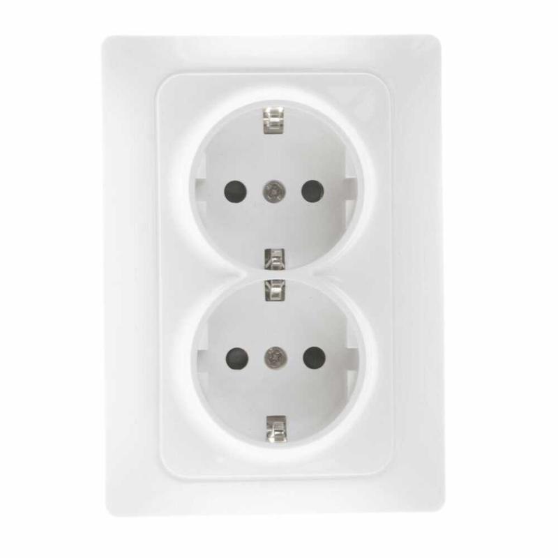 Механизм розетки 2-местн. с/з с з/ш СП Bravo 16А IP20 250В бел. матов. GUSI С10Р6-041