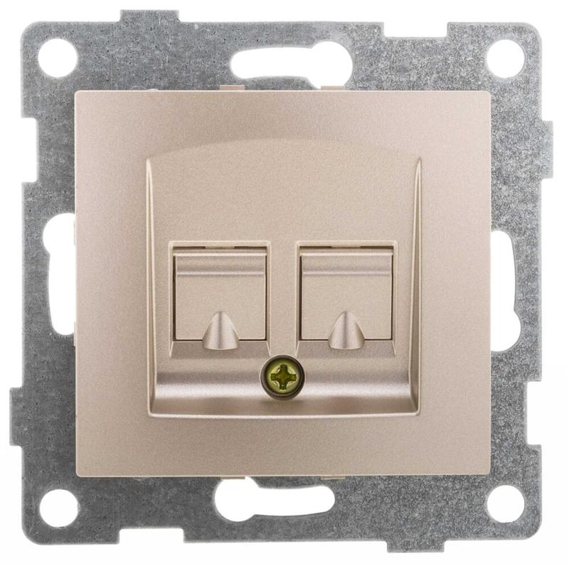 Механизм розетки компьютерной RJ45 2-местн. СП Bravo шампань GUSI С10К2-027