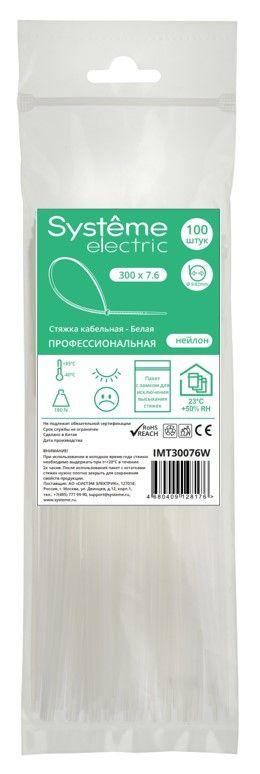 Стяжка кабельная 300х7.6 бел. (уп.100шт) SE IMT30076W