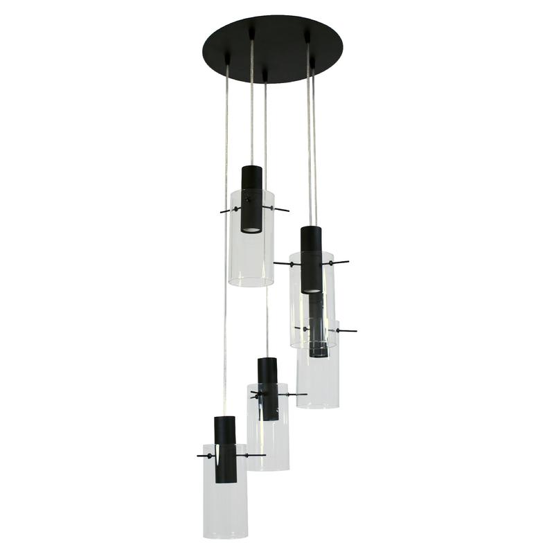 Светильник "Лорд" 251 (плафон 9003) НСБ 01-5х60-136 Е27 (ИМ) подвесной черн. Элетех 1005405107