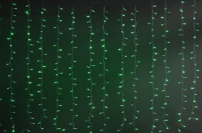 Гирлянда "Занавес" LDCL544-G-E 544 зел. светодиодов 1.5х2.2м 16 нитей соединяемый до 8шт для помещений SHLights 4690601035578