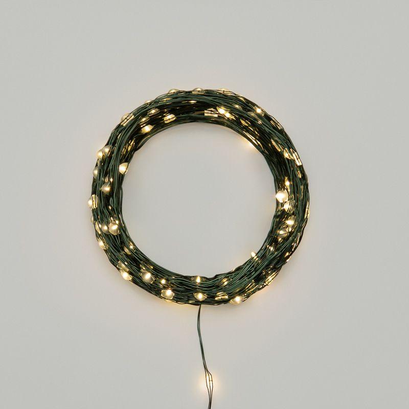 Гирлянда светодиодная "Роса" 20м 200LED тепл. бел. IP20 с контроллером провод зел. Neon-Night 303-266