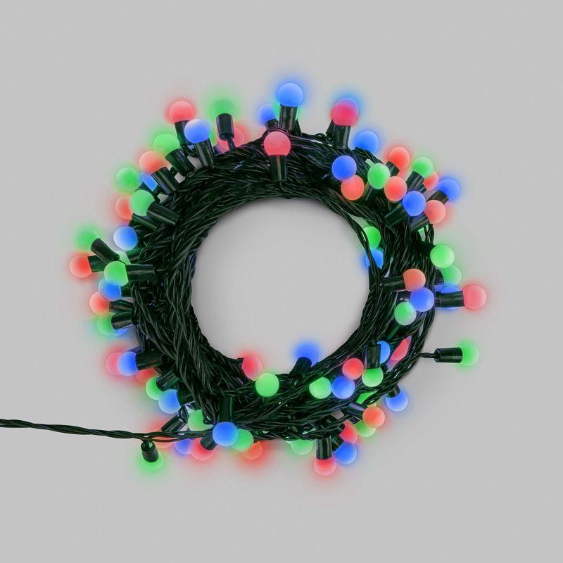 Гирлянда светодиодная "Мультишарики" 20м d15мм 200LED мульти (RG/RB) 11Вт 230В IP44 мигание провод зел. Neon-Night 303-609