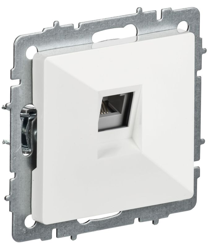 Розетка телефонная СП BRITE РТ10-БрБ RJ11 механизм бел. IEK BR-T10-K01
