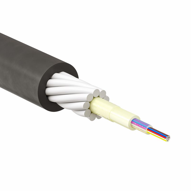 Кабель волоконно-оптический центральный модуль бронир. пластиковыми прутками для прокладки в грунт нг(А)-HF 12 ОВ категория OS2 (G.652.D) диэлектрический 8кН DKC RNPW8UT9C1201