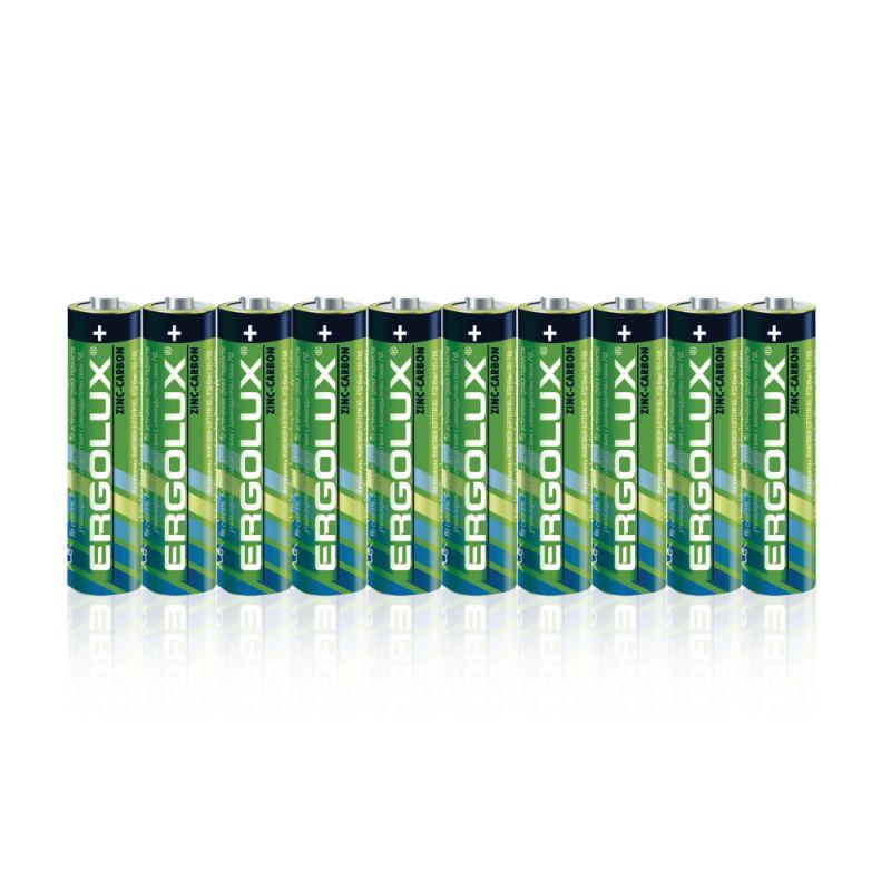 Элемент питания солевой R 03 SR10 мизинчиковая батарейка AAA 1.5В (уп.10шт) Ergolux 15119