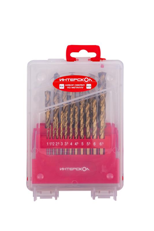 Набор сверел по металлу из быстрорежущей стали HSS-TiN (19шт) ИНТЕРСКОЛ 18301.019