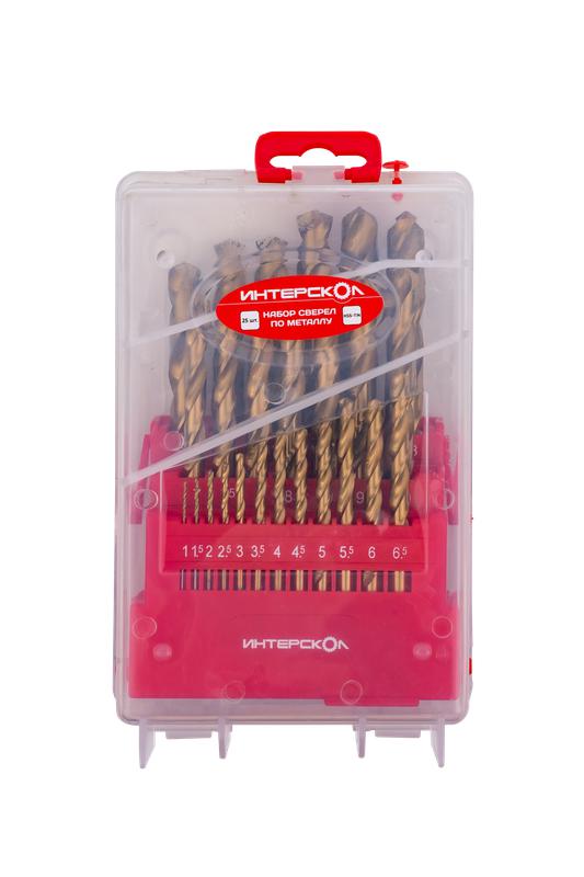 Набор сверел по металлу из быстрорежущей стали HSS-TiN (25шт) ИНТЕРСКОЛ 18301.025