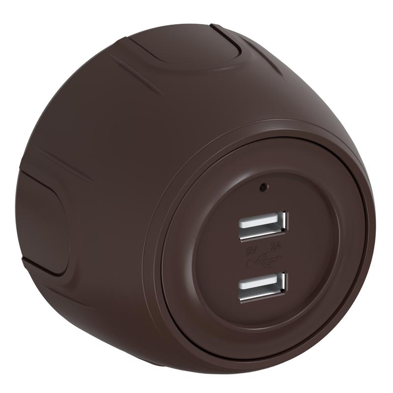 Розетка USB 2-м Rotondo с подсветкой корич. OneKeyElectro 7700898
