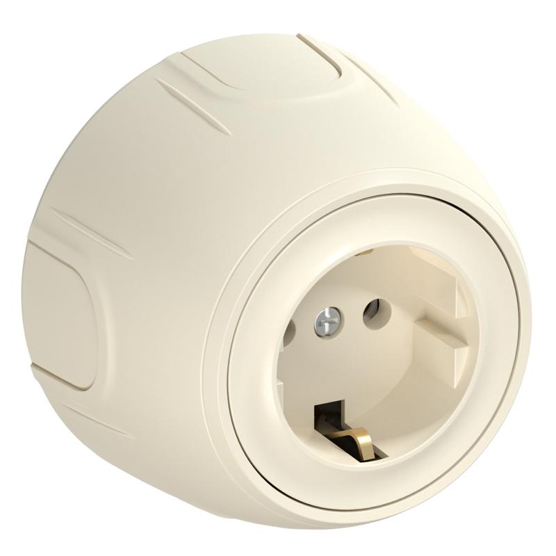 Розетка Rotondo с заземл. винтов. контакты беж. OneKeyElectro 7700872