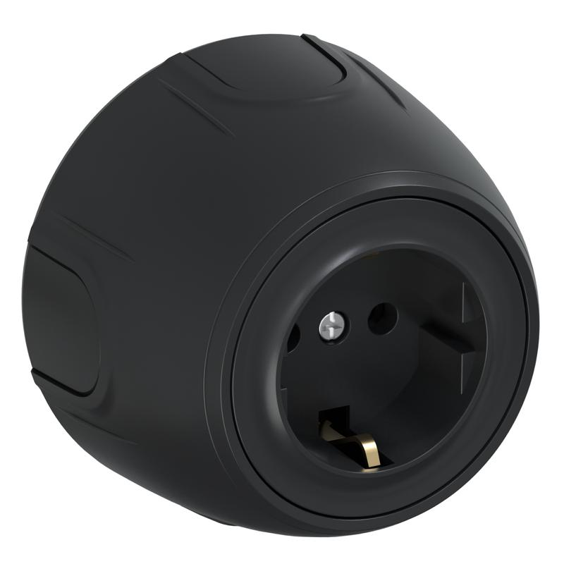 Розетка Rotondo с заземл. винтов. контакты черн. OneKeyElectro 7700875