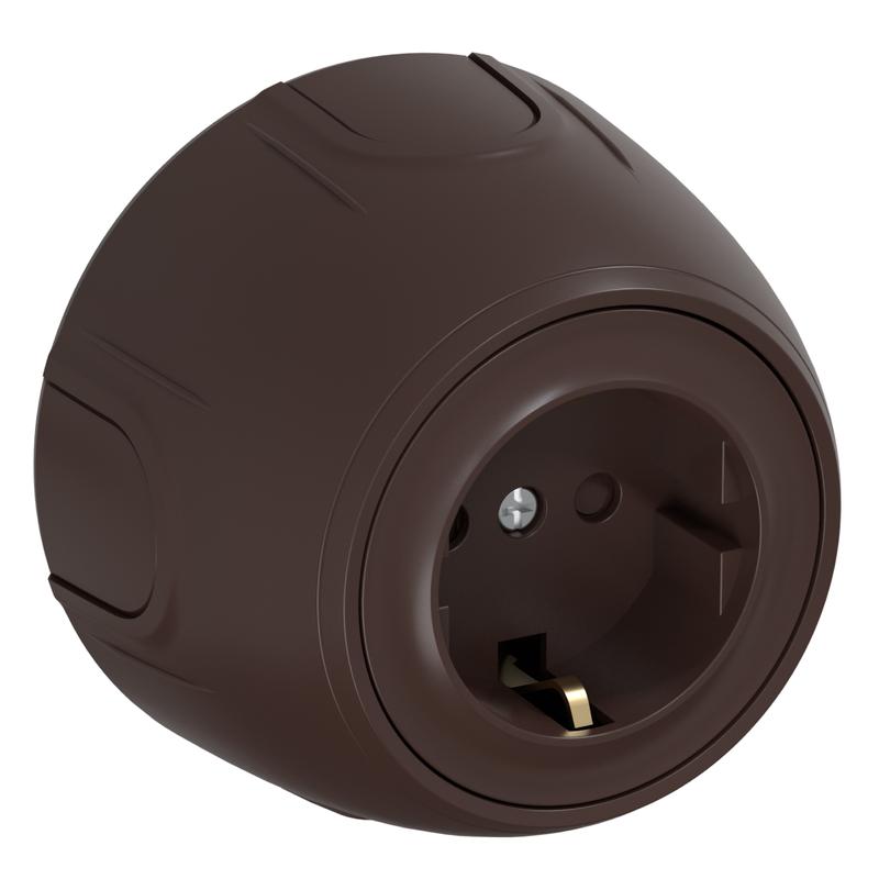 Розетка Rotondo с заземл. защ. шторки винтов. контакты корич. OneKeyElectro 7700878