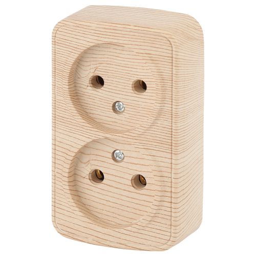 Розетка 2-м ОП Polo 3-203-11 2х2P 16А 250В IP20 без заземл. сосна Intro Б0053571