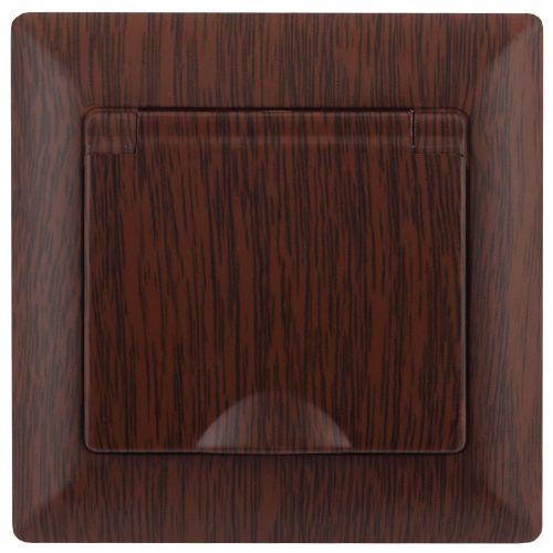 Розетка 1-м СП Solo 4-203-10 16А 250В IP20 2P+E Schuko с заземл. защ. крышка венге Intro Б0053663