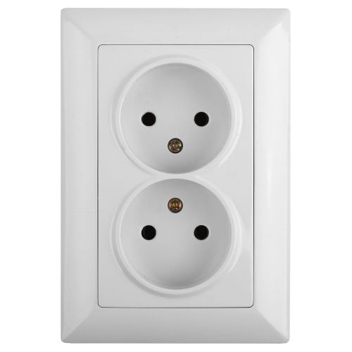 Розетка 2-м СП Solo 4-204-01 2х2P 16А 250В IP20 без заземл. бел. Intro Б0053666