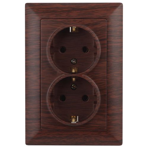 Розетка 2-м СП Solo 4-205-10 16А 250В IP20 2х2P+E Schuko с заземл. венге Intro Б0053679