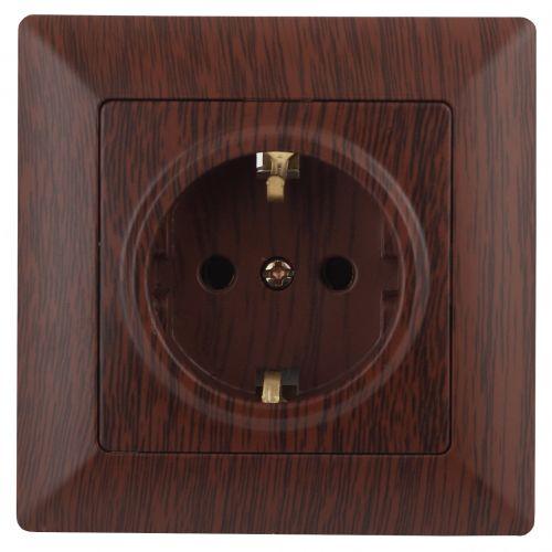Розетка 1-м СП Solo 4-206-10 16А 250В IP20 2P+E Schuko с заземл. защ. шторки венге Intro Б0053687