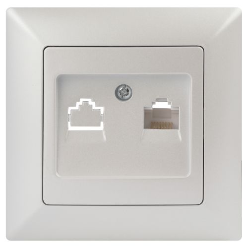 Розетка компьютерная 1-м СП Solo 4-303-06 RJ45 IP20 перламутр Intro Б0053993