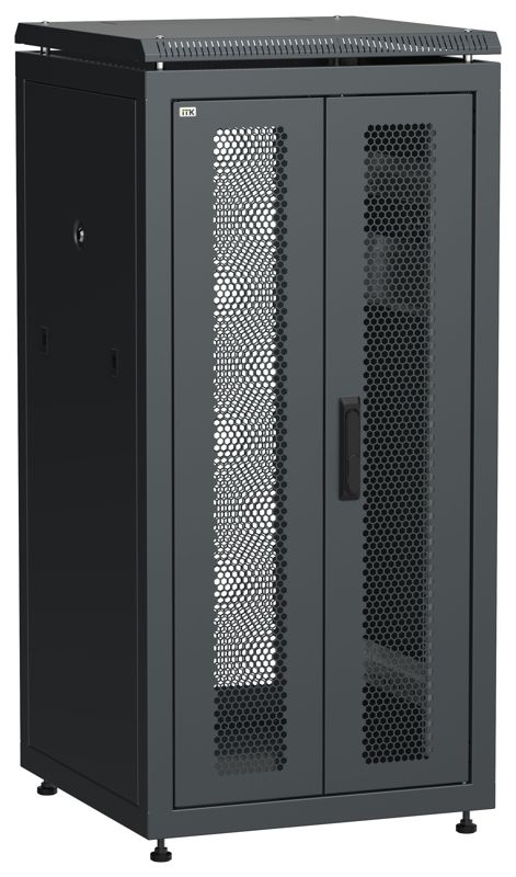 Шкаф сетевой LINEA N 19дюйм 24U 600х600мм передн. перфорир. распашная двустворчат. задн. перфорир. чер. ITK LN05-24U66-2PP