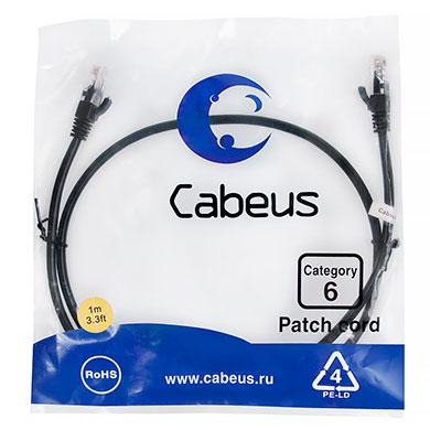Патч-корд U/UTP кат.6 PC-UTP-RJ45-Cat.6-1m-BK 2xRJ45/8p8c неэкранир. PVC 1м черн. Cabeus 8663c
