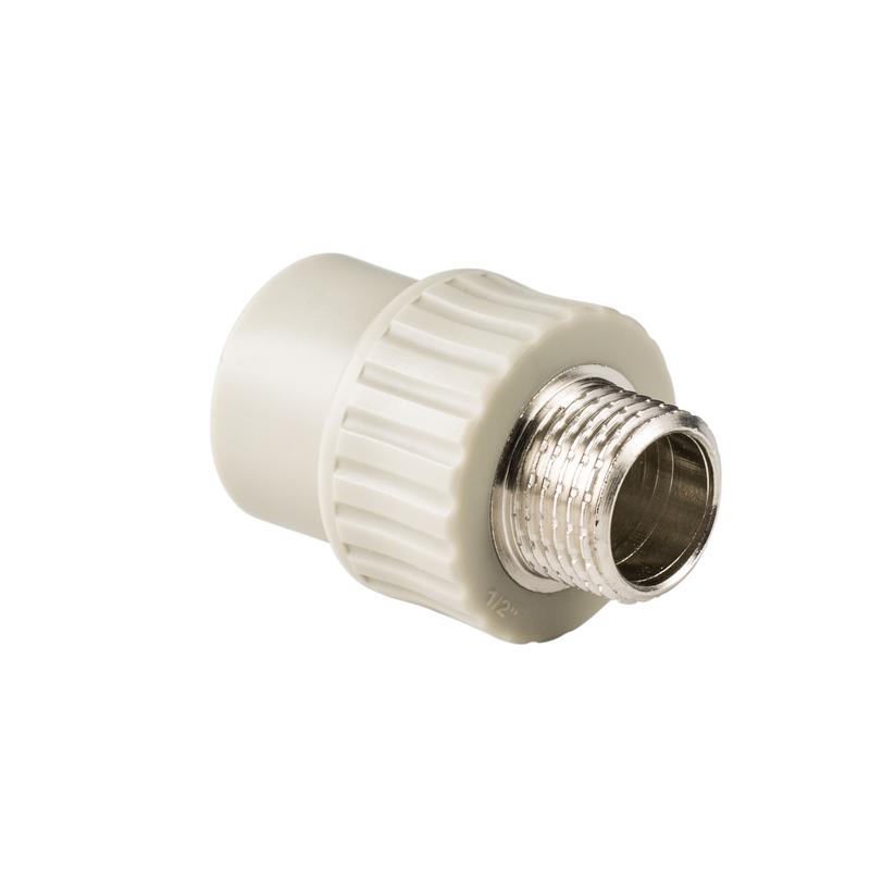 Муфта комбинированная PPR наружн. резьба 20х1/2 сер. RTP 10942