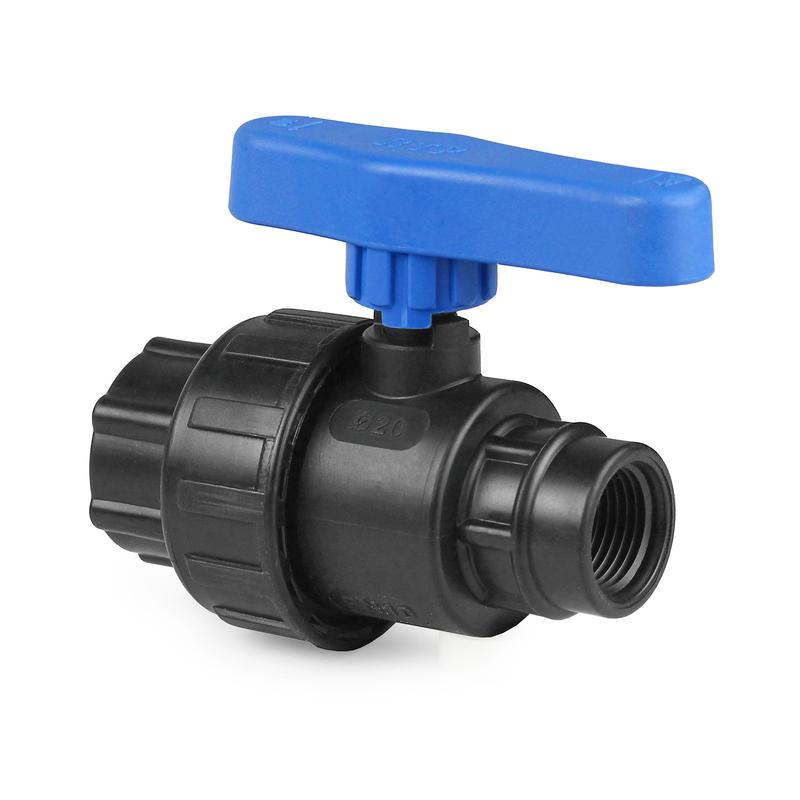 Кран шаровой компрессионный внутр. резьба + внутр. резьба 1/2х1/2дюйм PN10 для ПЭ труб RTP 17357