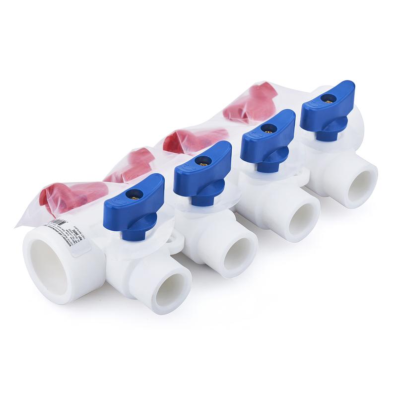 Коллектор PPR 40х20/3 с шаровым краном универс. бел. RTP 18732