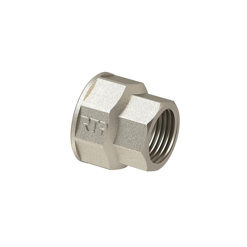Муфта переходная латунь внутр. резьба 1/2х3/8дюйм никель RTP 25170
