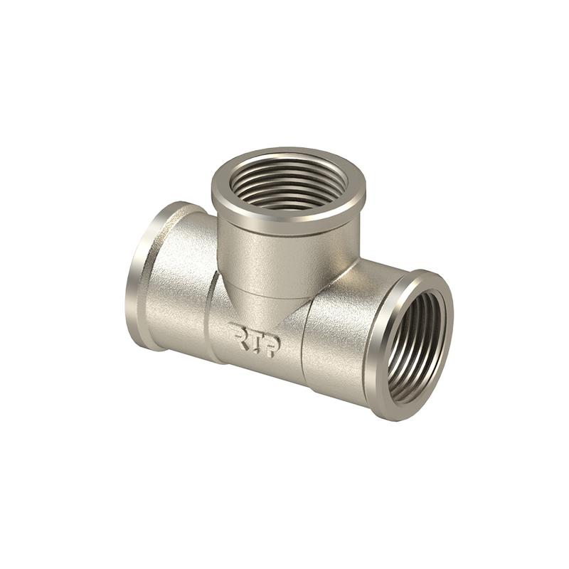 Тройник латунь внутр./внутр./внутр. резьба 1/2дюйм никель RTP 25195
