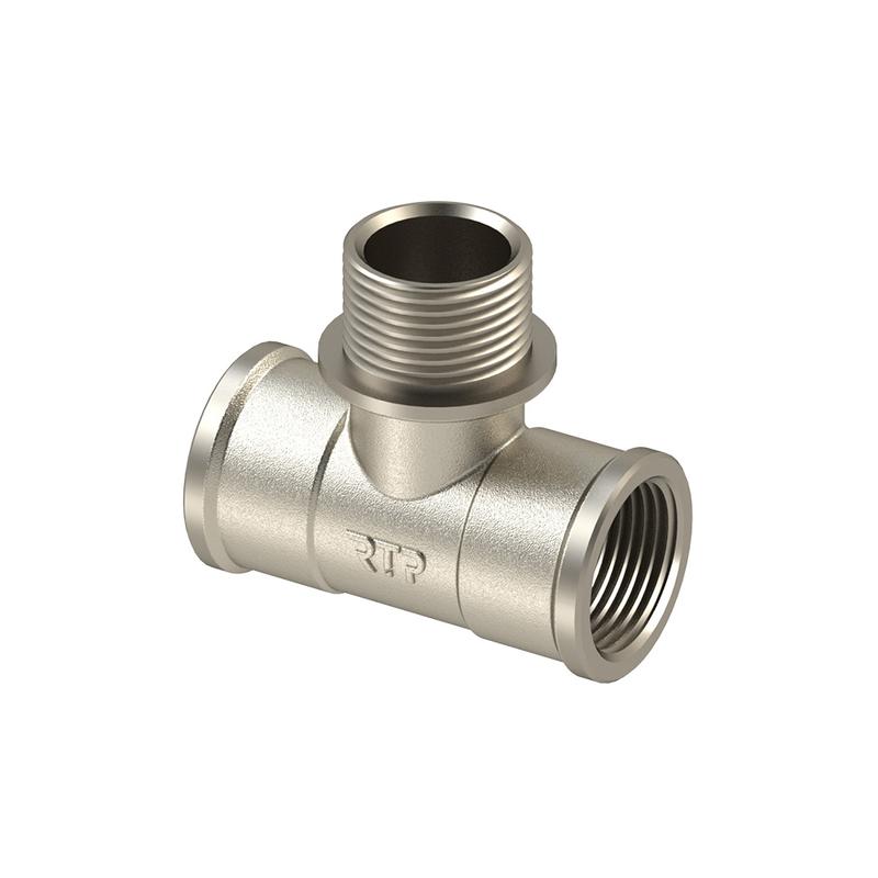 Тройник латунь внутр./наружн./внутр. резьба 1/2дюйм никель RTP 25202