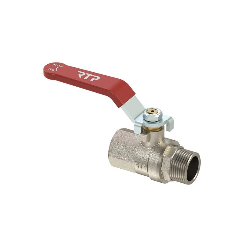 Кран шаровой ручка рычаг латунь внутр./наружн. резьба 1дюйм PN25 никель RTP 25355