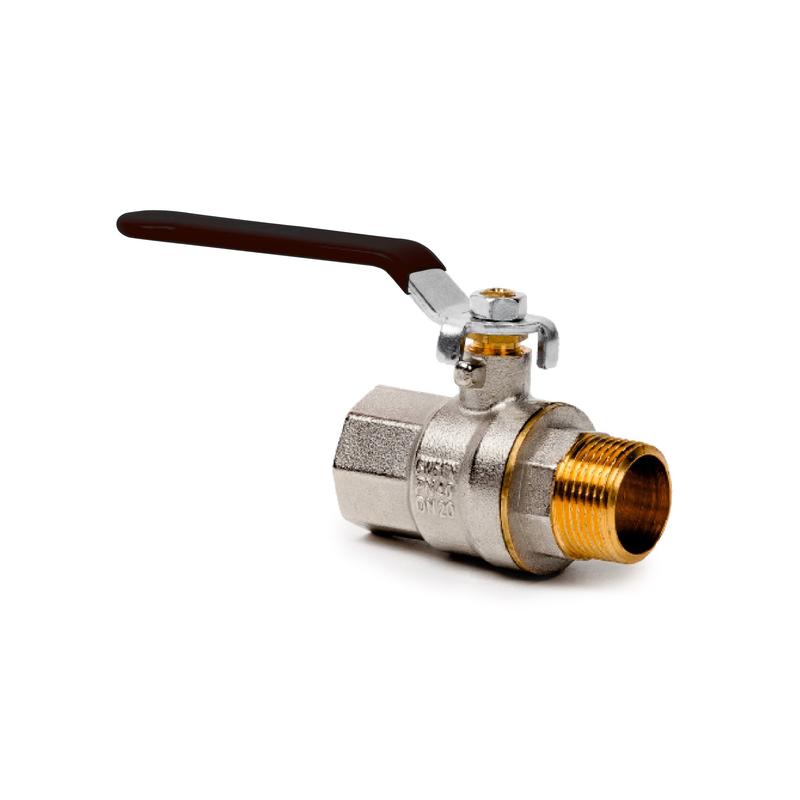 Кран шаровой ручка рычаг латунь внутр./наружн. резьба 1/2дюйм PN40 никель RTP 27734