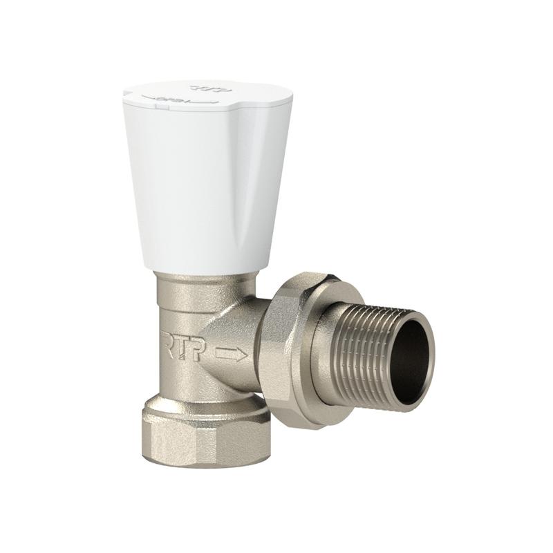 Вентиль для радиатора угловой латунь 1/2дюйм никель RTP 28500