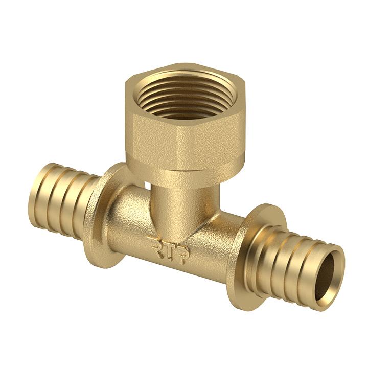 Тройник аксиальный латунь внутр. резьба 16х3/4дюйм желт. RTP 29318