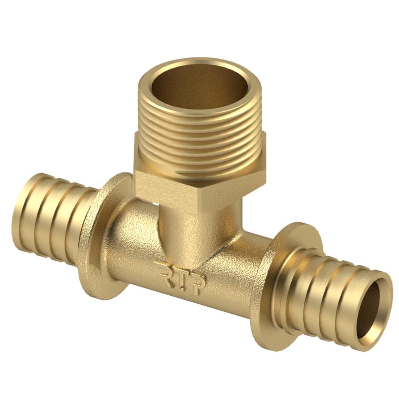 Тройник аксиальный латунь наружн. резьба 25х1дюйм желт. RTP 29325