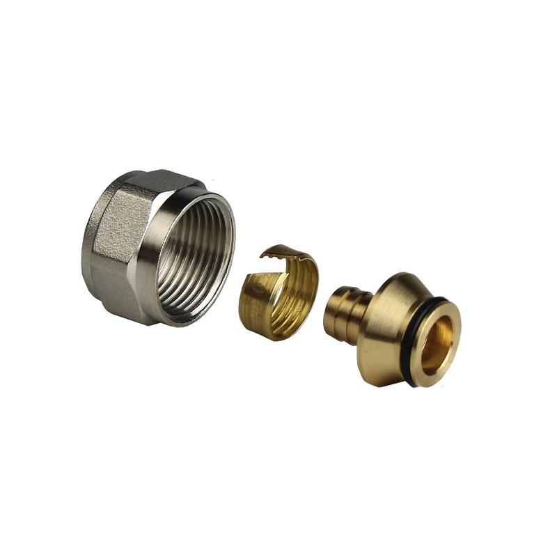 Соединитель евроконус аксиальный 16х2х3/4дюйм латунь желт. RTP 29352