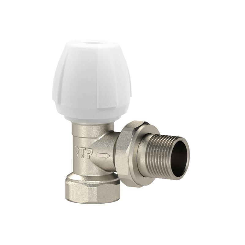 Вентиль ЭКО для радиатора угловой латунь 1/2дюйм никель RTP 38617
