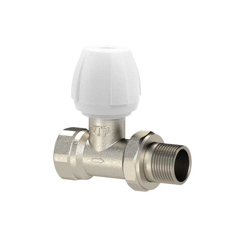 Вентиль ЭКО для радиатора прямой латунь 1/2дюйм никель RTP 38618