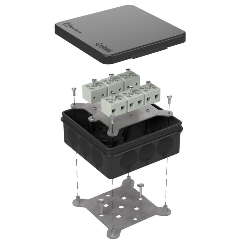 Коробка огнестойкая ОП 100х100х40мм Е15-Е120 двухкомпонентн. Промрукав 60-0303-9005-FR6.0-12