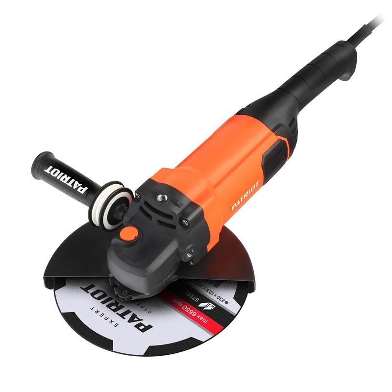 Машина шлифовальная угловая УШМ AG 230 2350Вт тонкая задняя рукоятка корпус пылезащ. диск 230мм PATRIOT 110301245