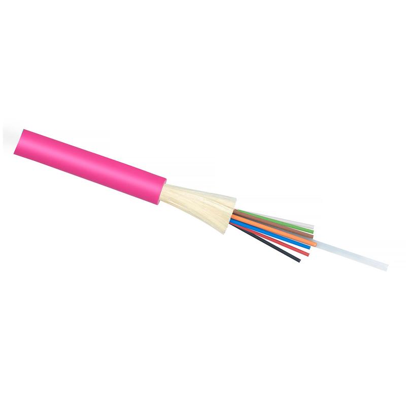 Кабель волоконно-оптический 50/125 (OM4) многомод. 8 волокон плотное буферное покрытие (tight buffer) для внутр. прокладки -25-+50град.C LSZH маджента RAL 4010 Cabeus 8713c