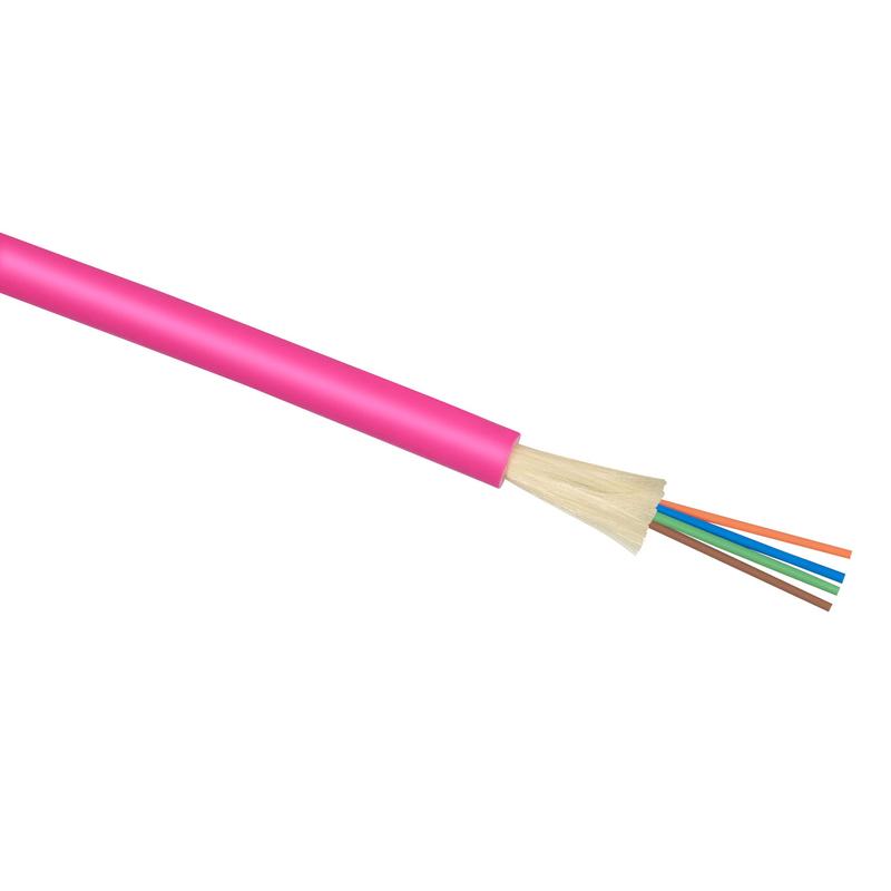 Кабель волоконно-оптический 50/125 (OM4) многомод. 4 волокна плотное буферное покрытие (tight buffer) для внутр. прокладки -25-+50град.C LSZH маджента RAL 4010 Cabeus 9232c