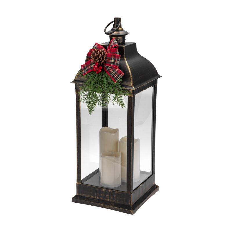 Фонарь декоративный с тремя свечами бронзовый корпус размер 24х24х65см тепл. бел. Neon-Night 513-049