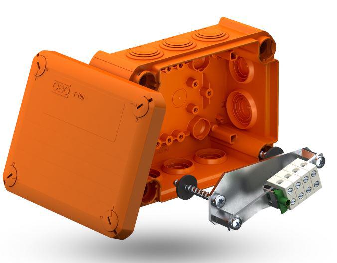 Коробка распределительная огнестойкая 150х116х67мм T100 ED 4-5 5 клемм 4кв.мм мембранные вводы OBO 7205513