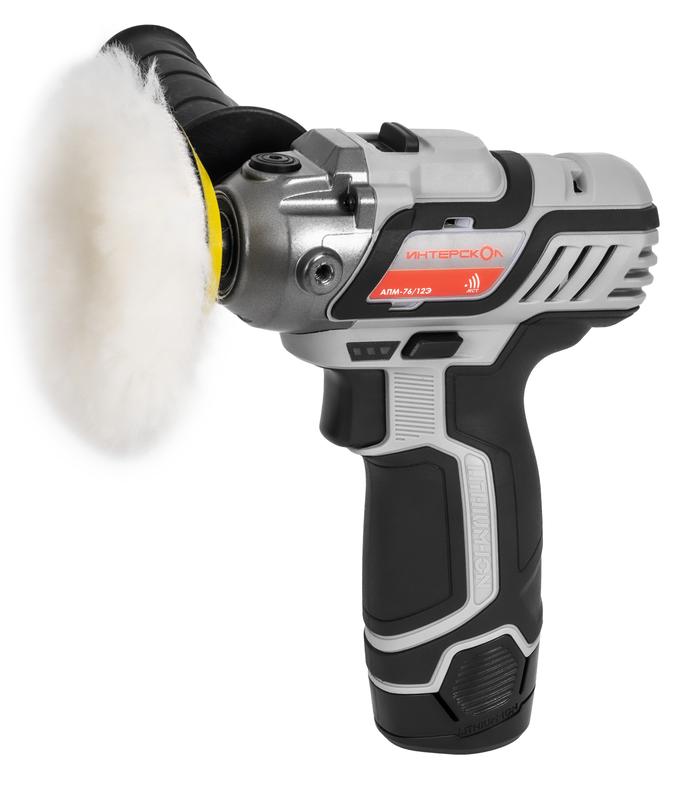 Машина полировальная аккумуляторная АПМ-76/12Э (Тушка 2 аккум. 2А.ч ЗУ) ИНТЕРСКОЛ 806.2.2.70