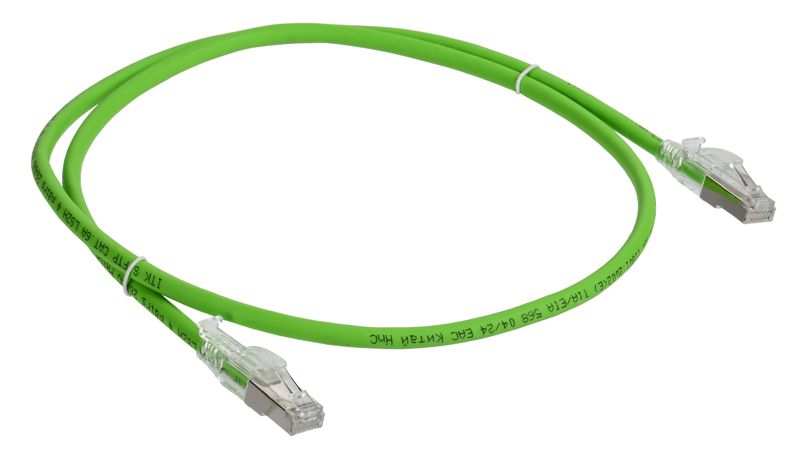 Патч-корд кат.6A S/FTP 2м standart лент. замок зел. ITK PC02-C6ASL-2M-SC-RL