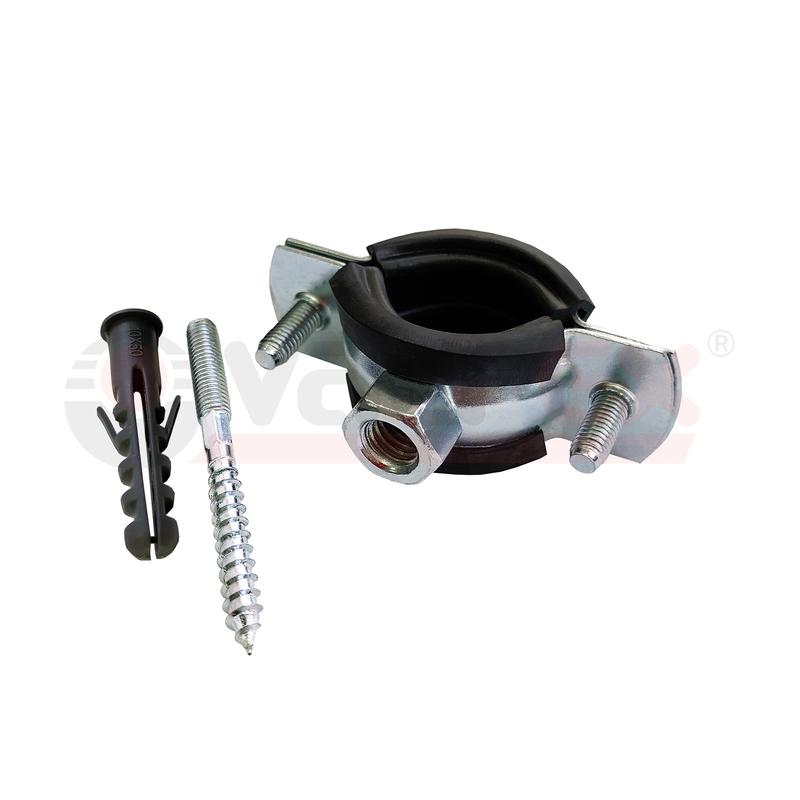 Хомут с резиновым уплотнением 3дюйм (в компл. шпилька М8х80 и дюбель) (75) оцинк. VALFEX 45WR-90