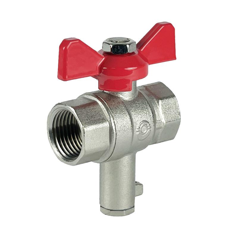 Кран шаровой для подкл. датчика темпер. ручка-бабочка ВР1/2дюймхВР1/2дюйм (PN40) с никелир. покрытием (112/14) К VALFEX VF.138.DB.012