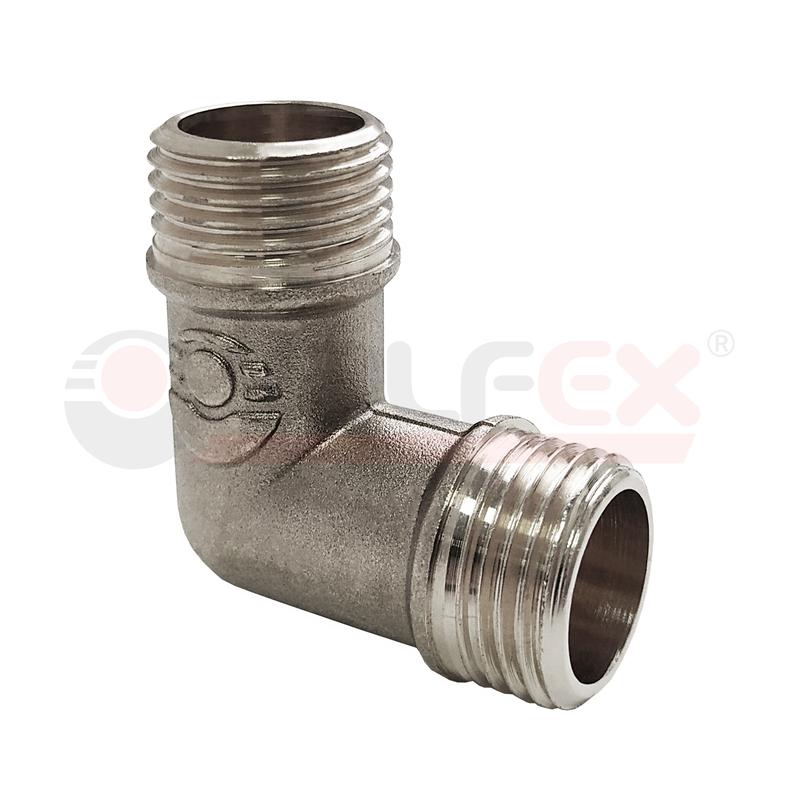 Угольник никелированный с наружной резьбой НР-НР 1/2дюйм (120/10) VALFEX VF.093.N.012